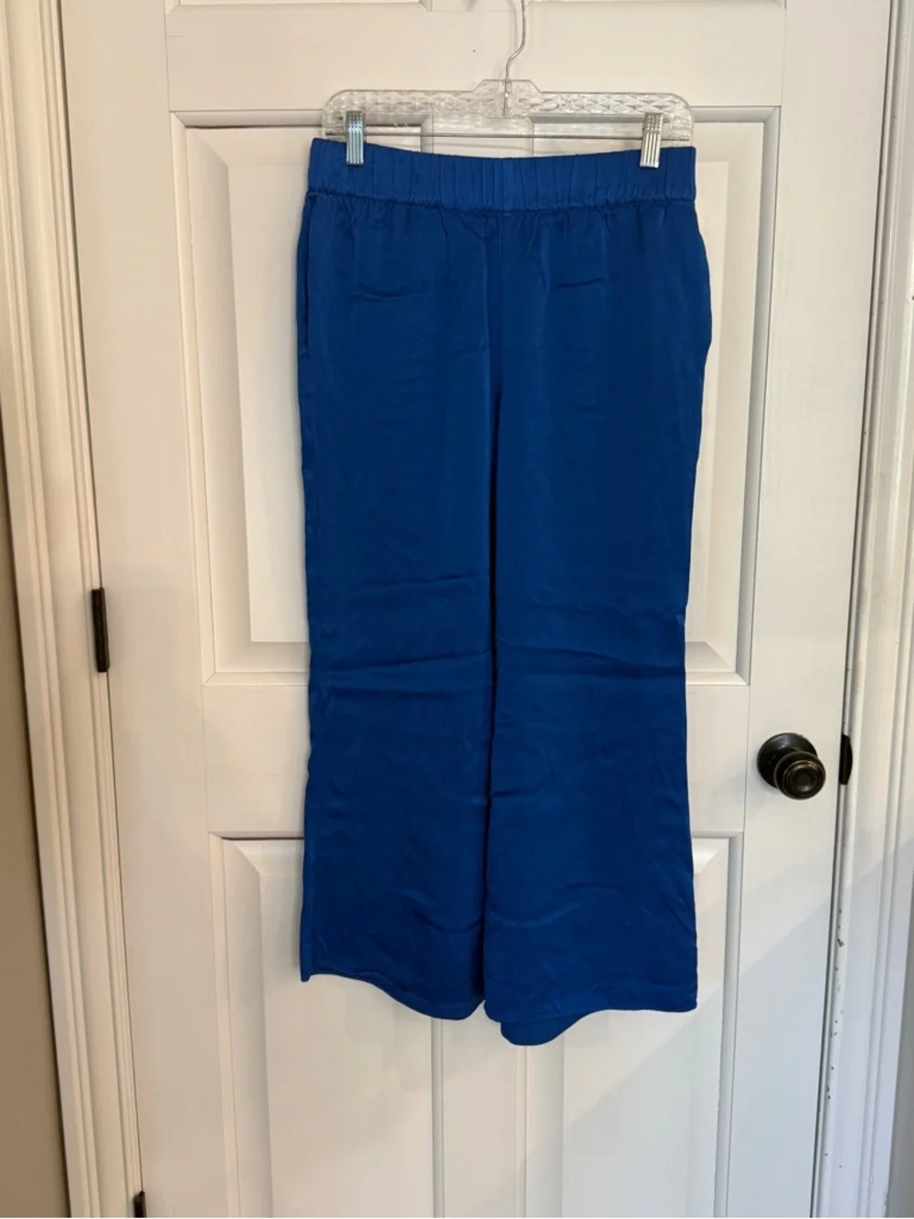 J.Crew Blue Wide Leg Pull-On Pants Size 8 Elastic Waist Casual 25359
